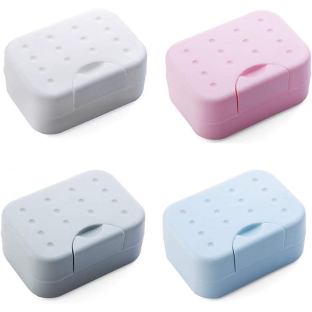 4 Piezas Caja de jabón de Viaje Portátil LIUYMXG Contenedor de Plástico con Esponja de Lixiviado Blanco rosa