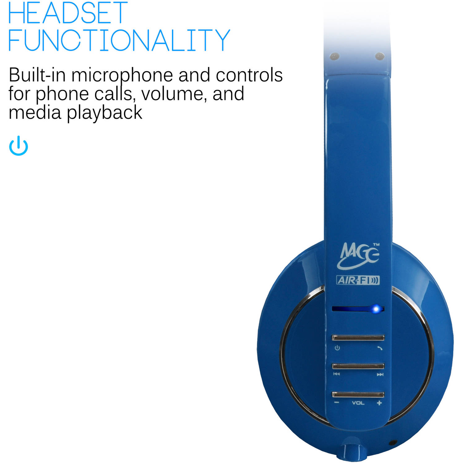 MEElectronics Air-Fi Runaway AF32 - Headset - on-ear - Bluetooth - wireless - blue - image 4 of 5