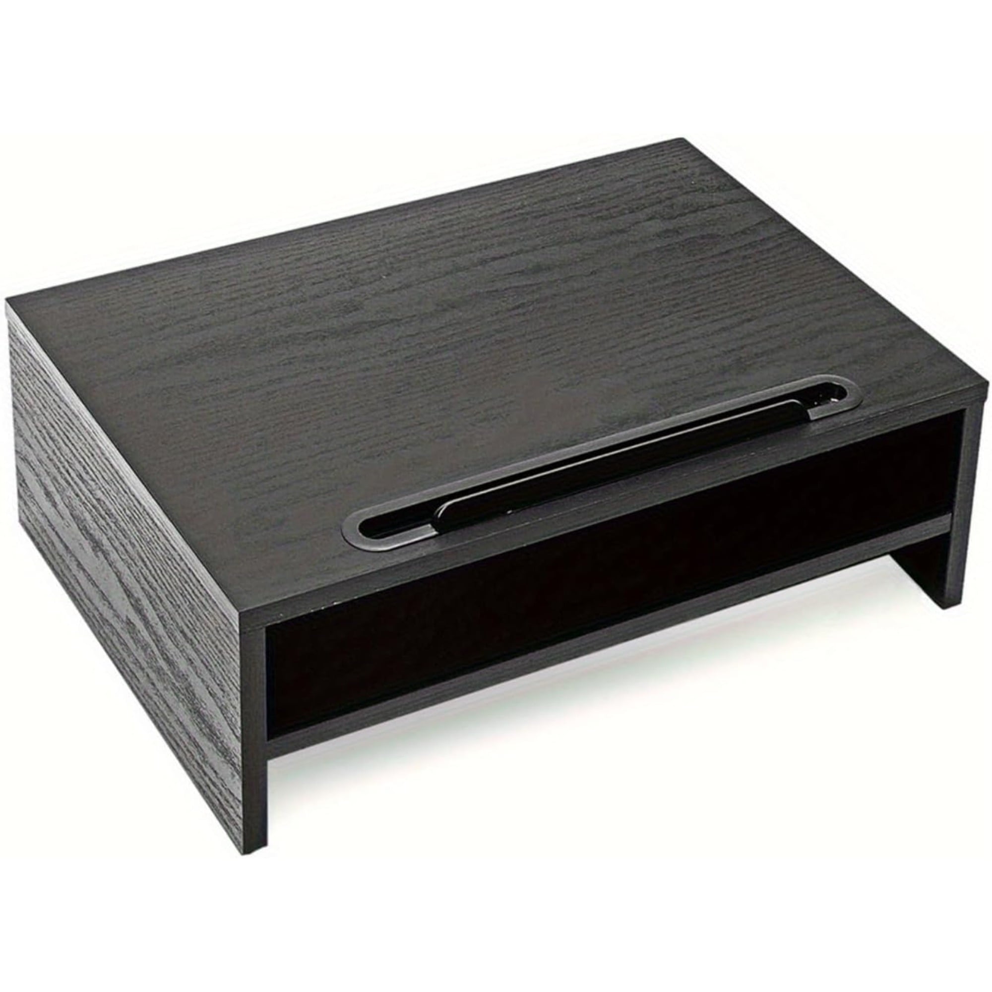 JEZWX Computer Monitor Stand Riser - 2-Tier Desk Shelf with Storage Organizer with Cellphone Holder, Black, 15.7 inch