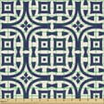 thumbnail image 2 of Ethnic Fabric by the Yard, Traditional Pattern with Symmetric Geometric Formations, Decorative Upholstery Fabric for Chairs & Home Accents, Eggshell and Night Blue by Ambesonne, 2 of 5
