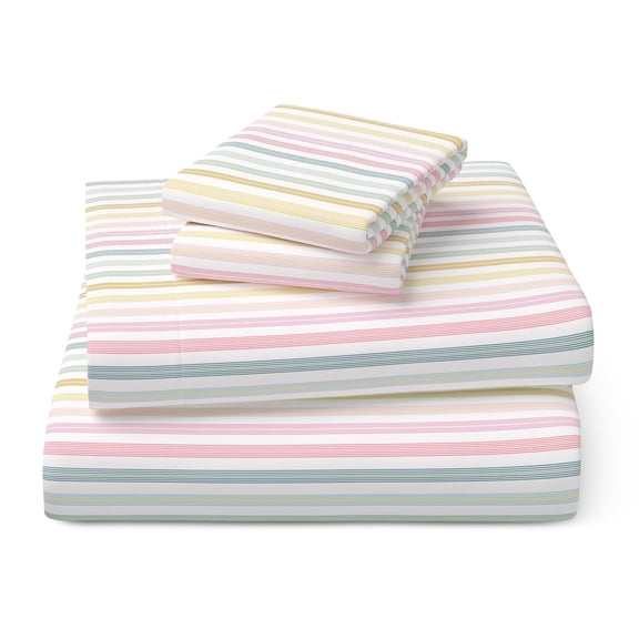 Mainstays Kids 100% Cotton Percale Bed Sheet Set, Full, Rainbow, 4 Pieces