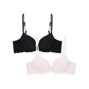 No Boundaries Juniors' Lace T-Shirt Bra, 2-Pack