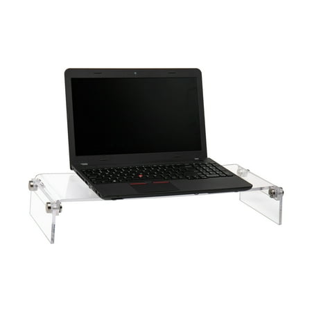 Mind Reader - Monitor Stand, Desktop Organizer, Riser, Office, Acrylic, 8.5"L x 23.5"W x 4.125"H - Clear