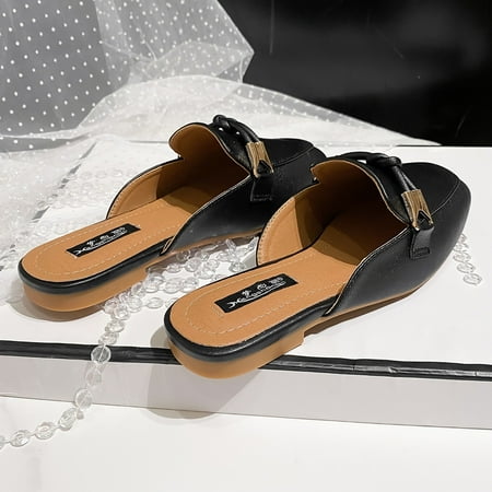 

Cathalem Bunny Slippers Women Women s Summer Fashion Casual PU Semi Slippers Kitty Slippers for Women Black 7