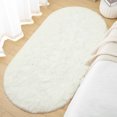 thumbnail image 2 of Tripumer Oval Throw Rugs 2.6 x 5.3 feet Carpet Fluffy Bedroom Rug Bedside Carpet Shaggy Area Rug for Bedroom Bedside Living Room Home Decor White, 2 of 8