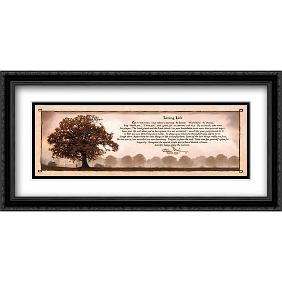 Living Life 2x Matted 40x16 Large Black Ornate Framed Art Print by Bonnie Mohr