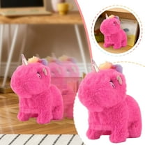 Walking Unicorn with Horn Interactive Electronic Pet Plush Unicorn Toy with Sounds and Movements Animated Gift for Toddlers Birthday, Red, 7''