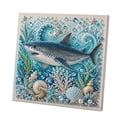 thumbnail image 4 of Ocean Theme DIY Pearl Art Kit Blue Shark Wave 3D Sparkling Coastal Mosaic Diamond Painting with Pearls Rhinestones Coastal Home Wall Decor Handmade Gift for Adults Teens Beach Lovers, 4 of 7