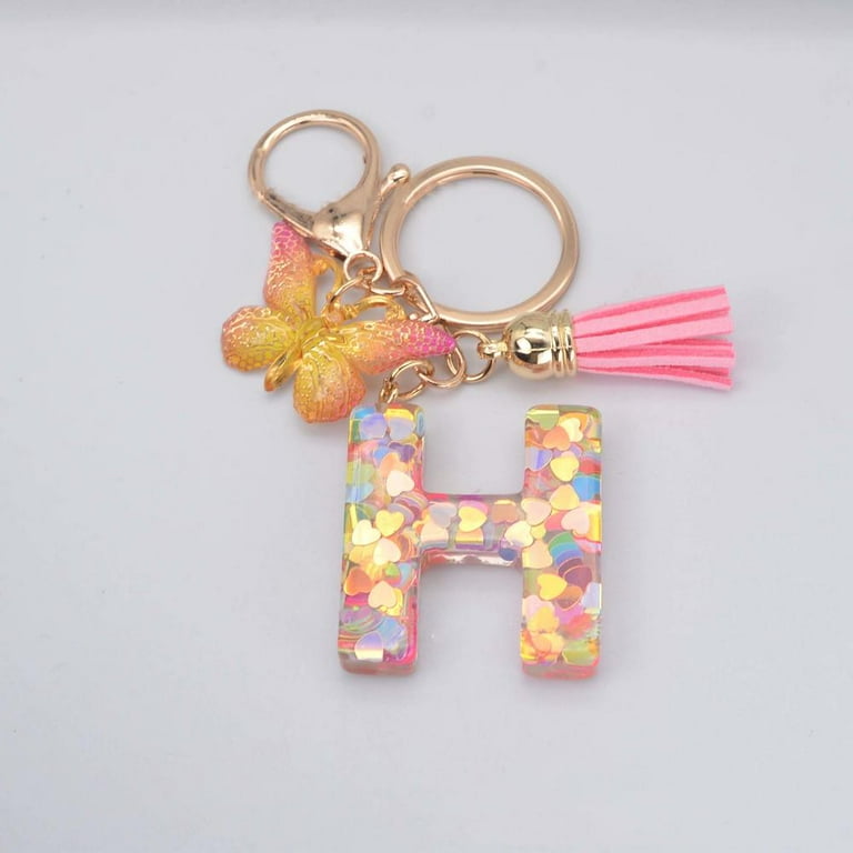 Initial Lip Gloss Keychain - Pink, J