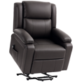 thumbnail image 1 of HOMCOM Lift Chair, PU Leather Recliner Chair with Side Pockets, Brown, 1 of 10