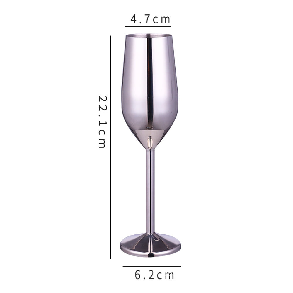 Stainless Steel Unbreakable Champagne Glasses- Set of Two 8 Ounce Champagne  Flutes