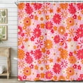 thumbnail image 4 of Retro Flower Hot Pink Shower Curtain Cute Vintage 72s Groovy Floral Bathroom Accessories, Boho Hippie Funky Chic Bathtub Curtain with Colorful Flowers Modern Artistic Fabric Bathroom Decor Set 72X72IN, 4 of 5