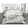 thumbnail image 3 of Ambesonne Black and White Quilted Bedspread Set 3 Pcs, Sea Coast Holiday, Queen Size, Black White, 3 of 5