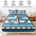 thumbnail image 5 of Cal.King Size Fitted Sheet Set - Blue Anchor 3 Piece Bedding Sets 16" Deep Pocket Fitted Sheet with 2 Pillowcases, Nautical Summer Beach Coastal Ocean Art Brushed Microfiber Hotel Luxury Bed Sheets, 5 of 9