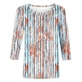 thumbnail image 5 of JTZGDY Womens Plus Size Tops Funny Striped Printed Summer 3/4 Sleeve T-Shirts Trendy Overszied Crewneck Basic Tunic Blouse Loose Fit Casual Graphic Tees Orange XXXXXL, 5 of 5