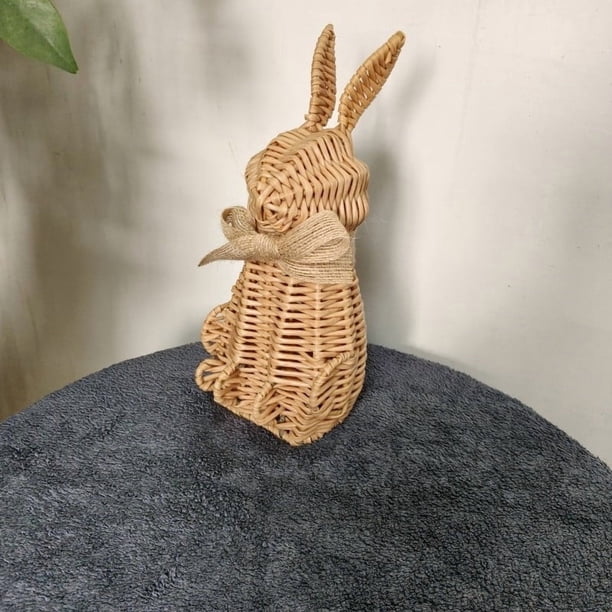 Decoraciones de Pascua, Adornos de Pascua, Regalos de Pascua Conejito de Pascua de ratán tejido a mano Decoraciones de conejo de Pascua de ratán tejido a mano