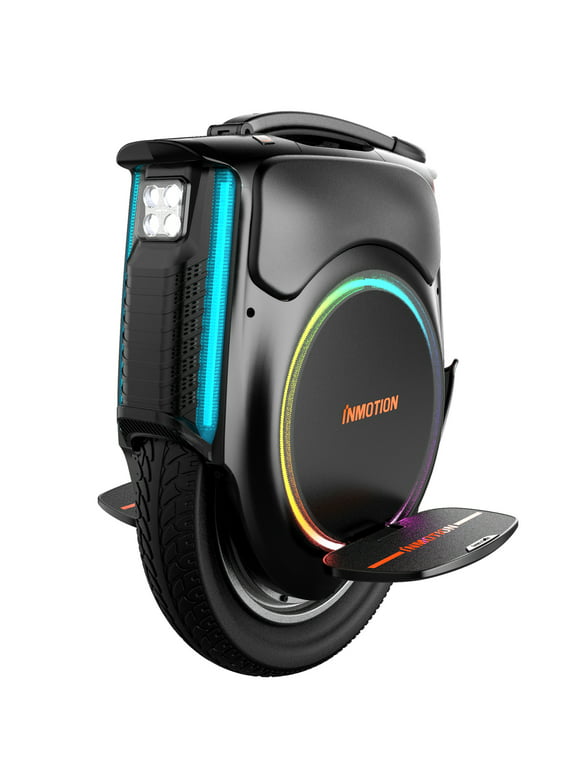INMOTION V12 Electric Unicycle, 2500W Powerful Motor, 43.5 Mph Max Speed, 100 Miles Long Range, 16" All Terrain Wheel, 35Max Slope, Self-balancing One Wheel with LCD Touchscreen, Dark black