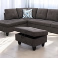 thumbnail image 3 of JESTOP 28.5" Ottoman with Storage, Fabric Ottoman Foot Rest Stool, Rectangle Upholstered Footstool, Storage Bench, 3 of 7