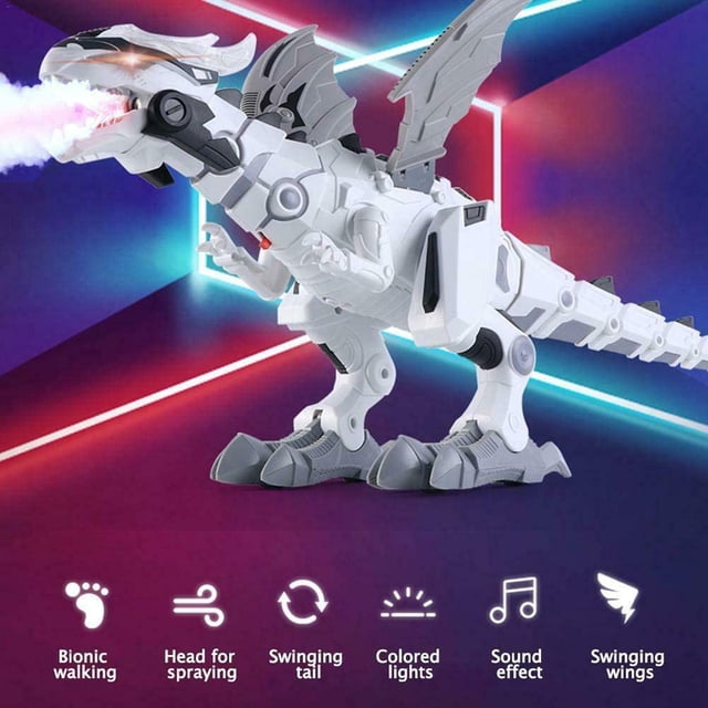 Robot rociador de niebla, juguete de dragón, dinosaurio que camina, lanza fuego, rociador de agua con luces y sonidos para niños