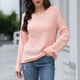 thumbnail image 2 of Gibobby SuéTer Mujer Invierno Suéter de manga larga informal con cuello redondo de Color para mujer, blusa sólida para mujer(Rosa,XG), 2 of 5