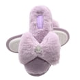 thumbnail image 3 of Millffy Little big kids Comfy Fluffy cute Beauty girls diamond bow open toe princess summer indoor Slippers (12-13 Little Kid, Lavender), 3 of 3