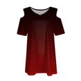 thumbnail image 4 of Tshirts Women Trendy Women's Summer Fashion Casual Gradient Printed Strapless V-Neck Short Sleeve T-Shirt Top, 4 of 7