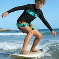 thumbnail image 6 of Babcutegg Kids Two-Piece Beach Swim Set – Long Sleeve UV Protection Rash Guard Top with Matching Printed Shorts for Summer Seaside Vacations and Water Activities Mint Green Size 7/8, 6 of 7