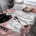 thumbnail image 3 of Halloween Cute Pink Black Spooky Ghost Skeleton Bug Cowweb Throw Flannel Blanket 60x80In Super Soft Cozy Bed Blanket, Lightweight Plush Fuzzy Bed Throw for Bedroom Sofa Couch Living Room, 3 of 4