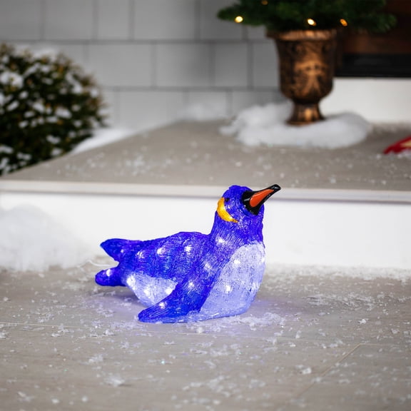 Northlight LED Lighted Commercial Grade Acrylic Swimming Penguin Outdoor Christmas Decoration - 9"