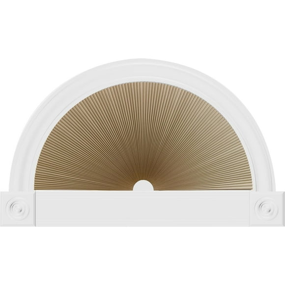 TRAHOO-Sunway Half-Circle Arch Window Shades - Cordless Blackout Cellular Blinds, No-Drill Installation, Easy Cut-to-Fit Honeycomb Fabric, Room Darkening Pleated Shades (Radius:25.6", 1pack,Brown)