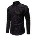 thumbnail image 1 of pstuiky camisa de manga larga para hombre, Camisa blusa informal de manga larga con cuello vuelto y botones lisos a la moda para hombre Tops casuales para hombres s, 1 of 7