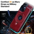 thumbnail image 6 of Dteck Case for iPhone 15 ,Shockproof Leather Magnetic Mag Safe Case Hybrid Rubber Built-in invisible Mag Kickstand Cover,Winered, 6 of 7