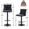 thumbnail image 3 of FIRAVOE Bar Stools Set of 3, Adjustable Swivel Bar Stools with Backs (19.5" Wide Seat) Faux Leather Counter Height Barstools Counter Stools Kitchen Island Bar Chairs, Black, 3 of 10