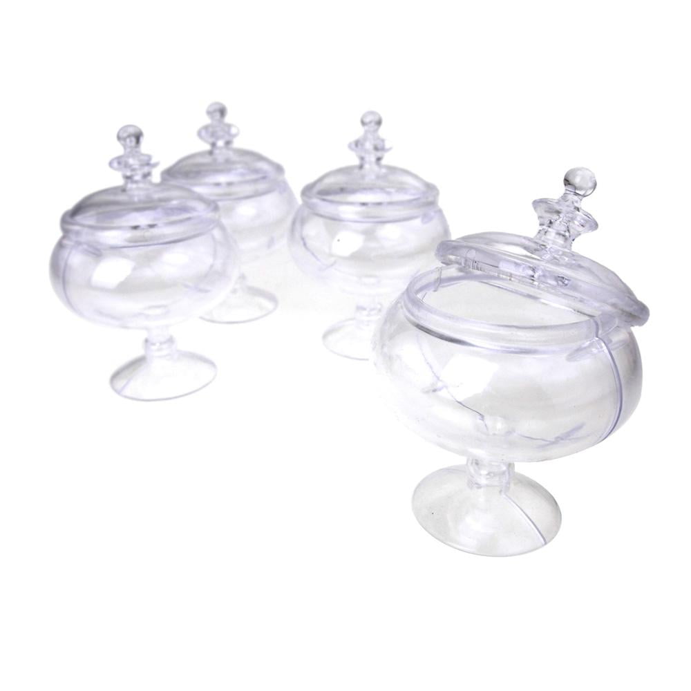 Clear Plastic Round Candy Jar Party Favor, 21/2Inch x 4Inch, 12