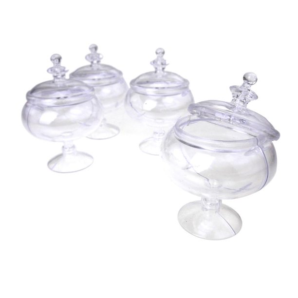 Clear Plastic Round Candy Jar Party Favor, 21/2Inch x 4Inch, 12