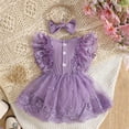 thumbnail image 4 of Wxirdiow Dresses for Baby Girls Baby Girl Tulle Romper Dress Infant Sleeveless Ruffle Bodysuit Tutu Skirt Toddler Summer Clothes with Headband Purple Size,6-9 Months, 4 of 4