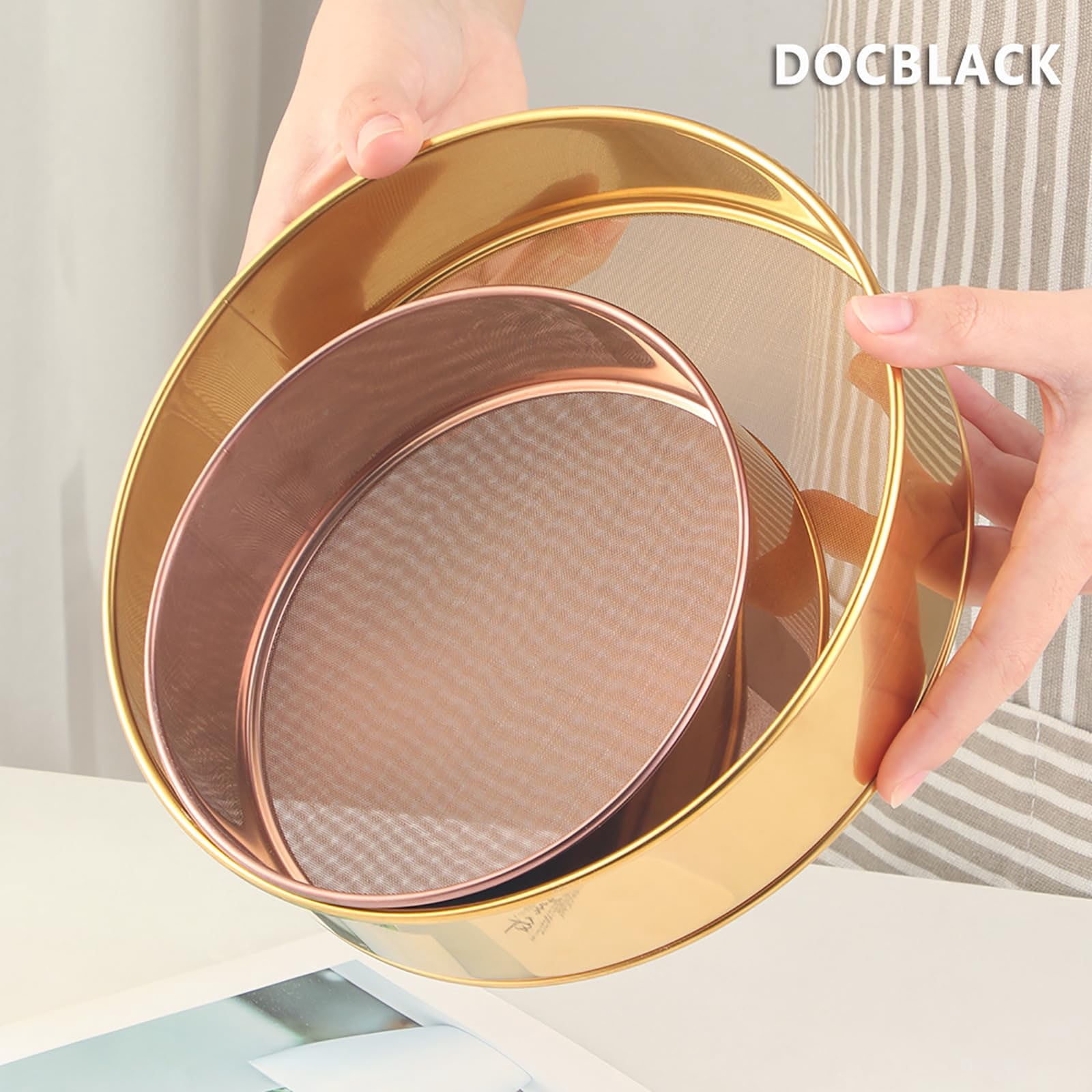 Tamis à Farine Inox 20 Cm - Maille Fine 80 - Pour Pâtisserie Et Cuisine - Avec Anneau De Suspension