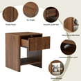 thumbnail image 3 of Weselon Modern Fluted Nightstand Set of 2, Curved Side Bedside Table with Drawer and Open Shelf for Bedroom, Walnut, 3 of 4
