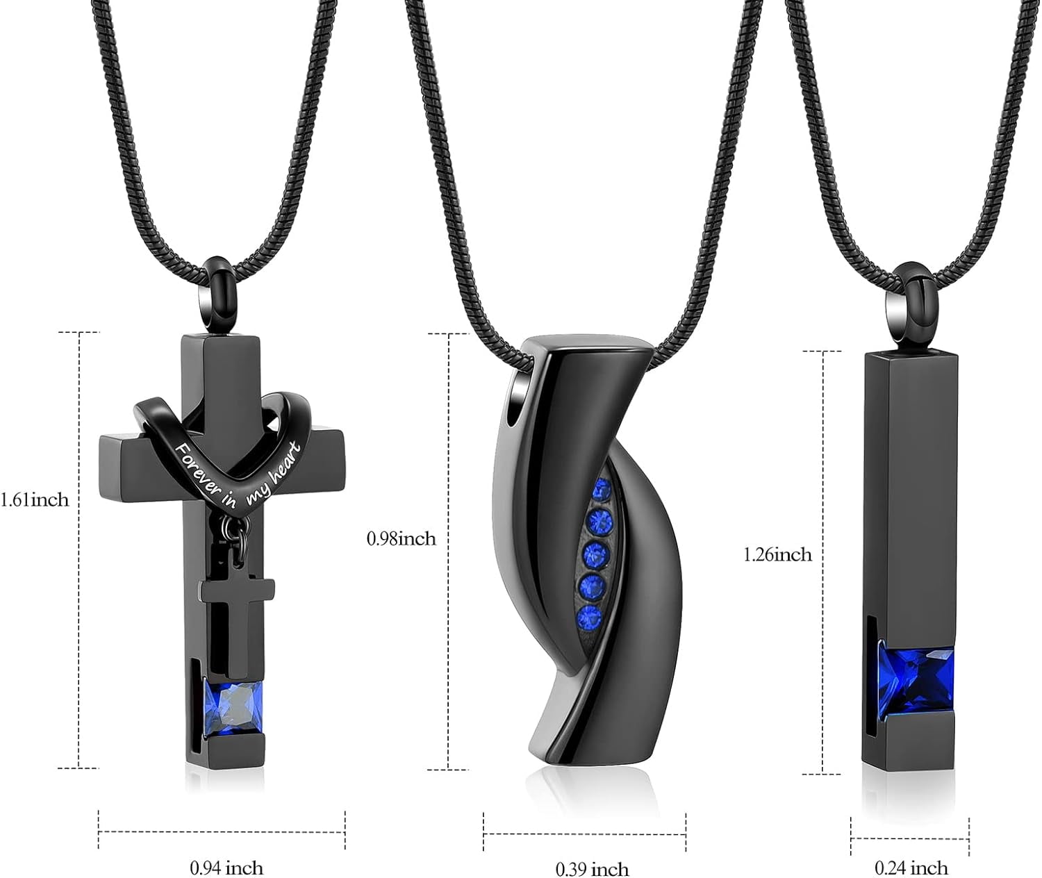 3 Pack Cremation Jewelry Urn Necklace for Ashes for Women Men, Cross Infinity Bar Urn Pendants for Human Ashes Adult Memorial Lockets Ash Jewelry