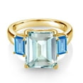 thumbnail image 2 of Gem Stone King 6.81 Ct Sky Blue Simulated Aquamarine Swiss Blue Topaz 18K Yellow Gold Plated Silver Ring (Size 9), 2 of 3