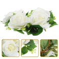 thumbnail image 3 of Aro de vela con flores artificiales para bodas, decoración de velas, corona de flores de rosas de seda, 3 of 4