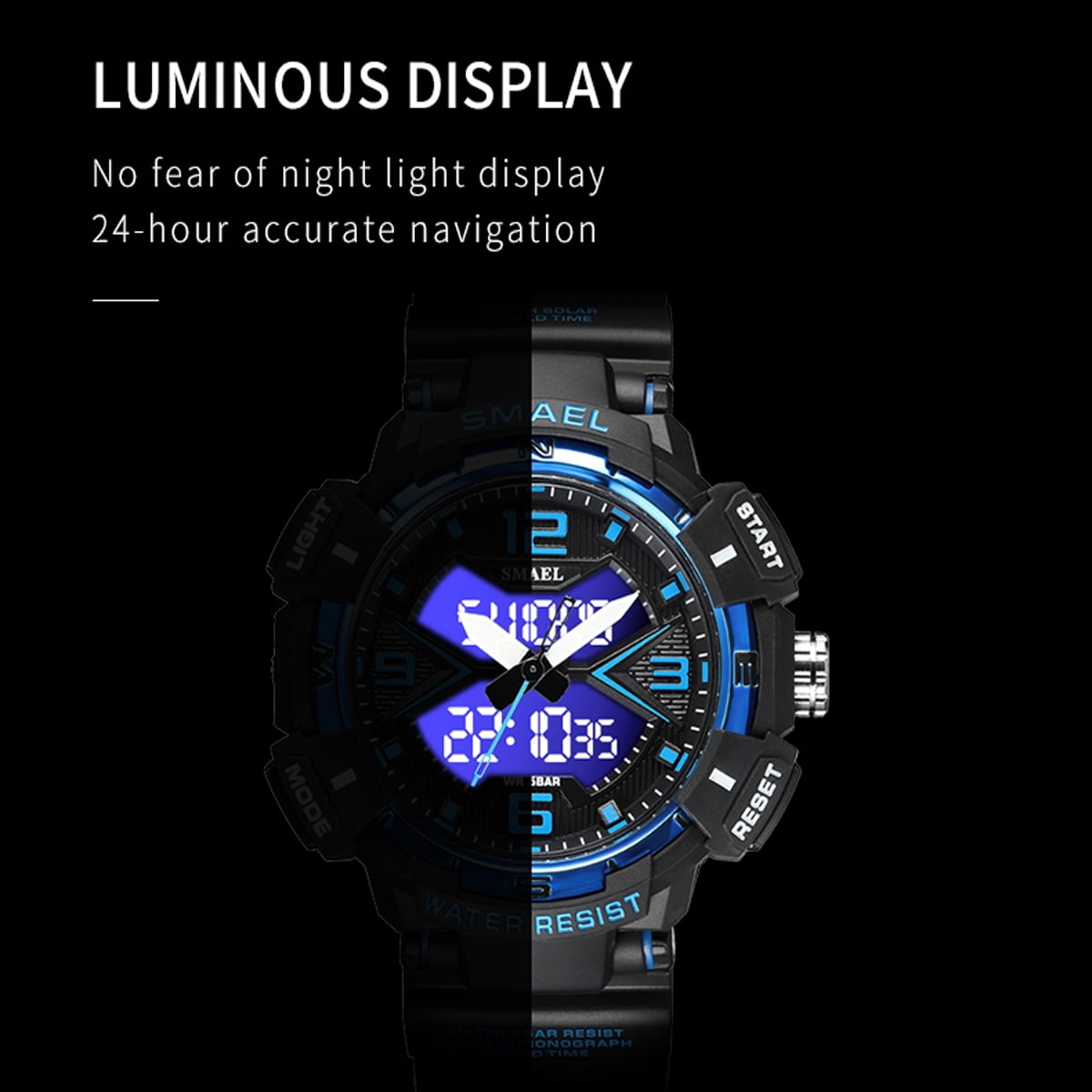 Findtime Men's Analog Sports Watch Military Watch Outdoor LED Stopwatch Digital Electronic Large Dual Display Waterproof Tactical Army Wrist Watches for Men