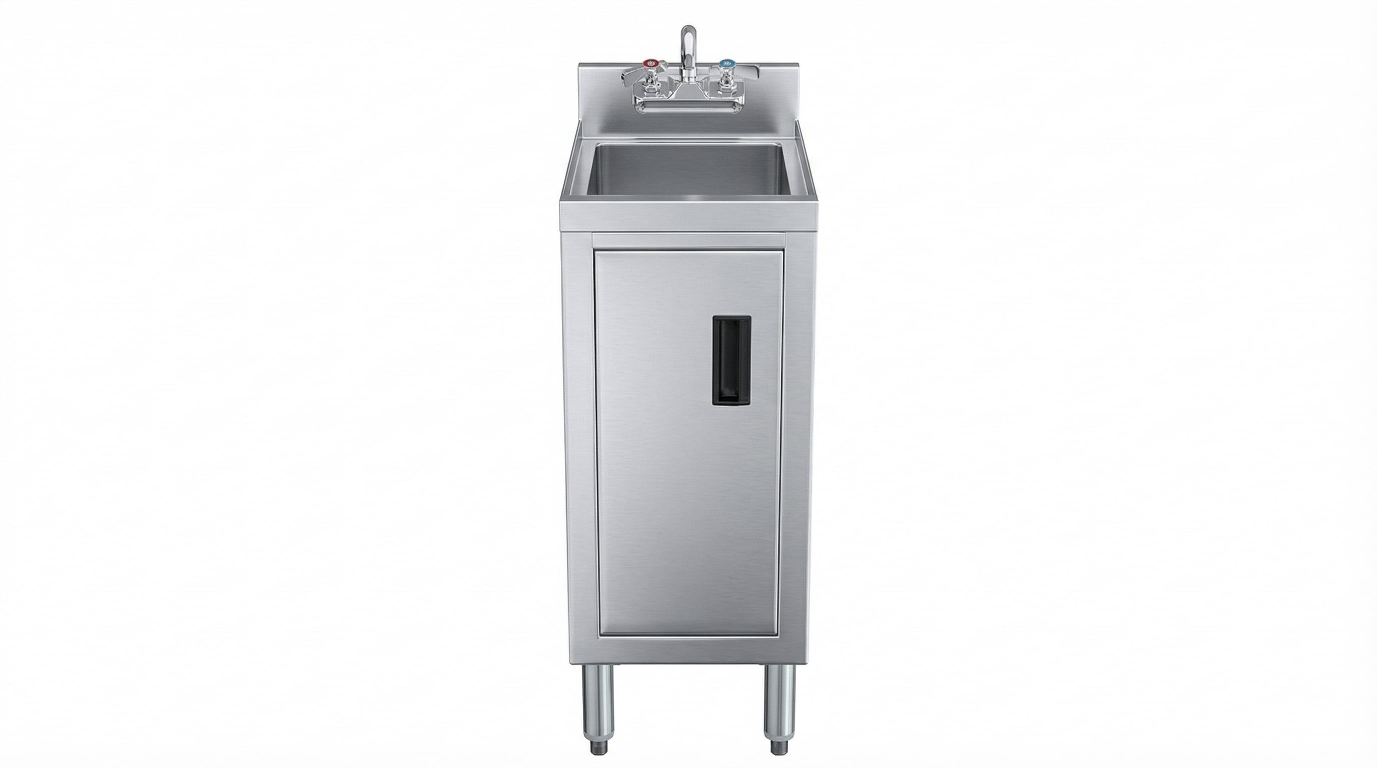 18.5 Inch Underbar Hand Sink with Cabinet, 18 1/2 in. x 12 in. x 30 in. Stainless Steel Bar Sink with Faucet, Compact Commercial Hand Wash Sink with Door, Single Bowl Prep Sink, NSF