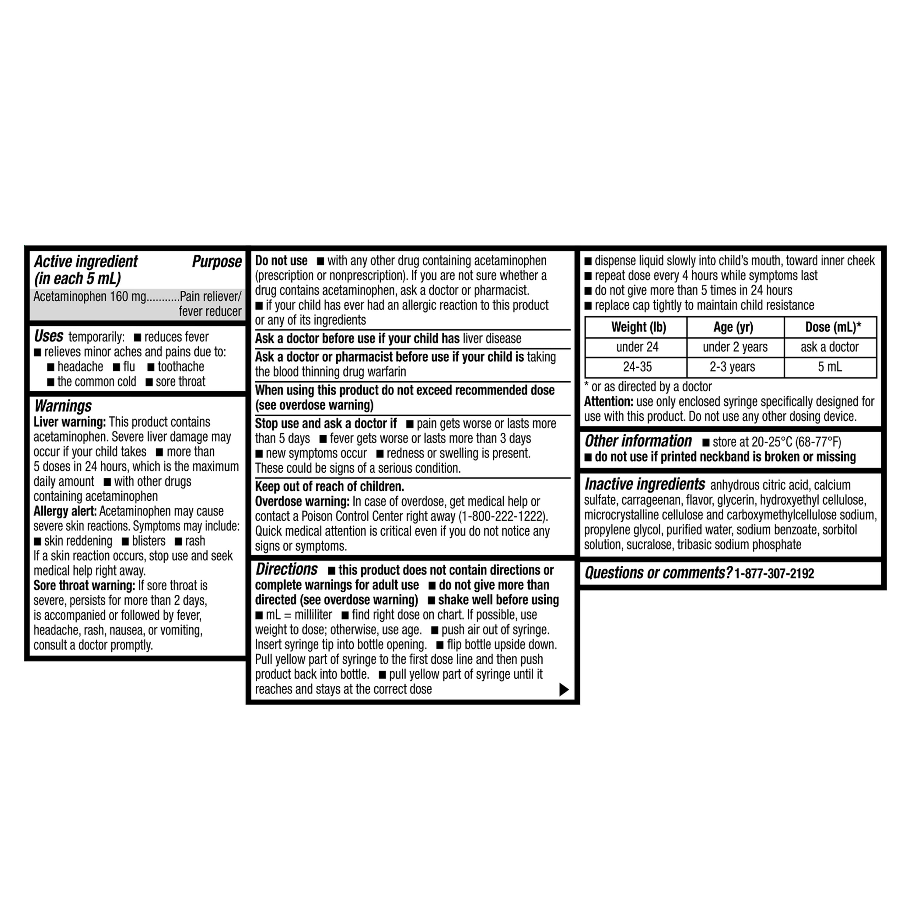Parent's Choice Infants' Pain and Fever Acetaminophen, 160 mg, Grape, 2 fl oz