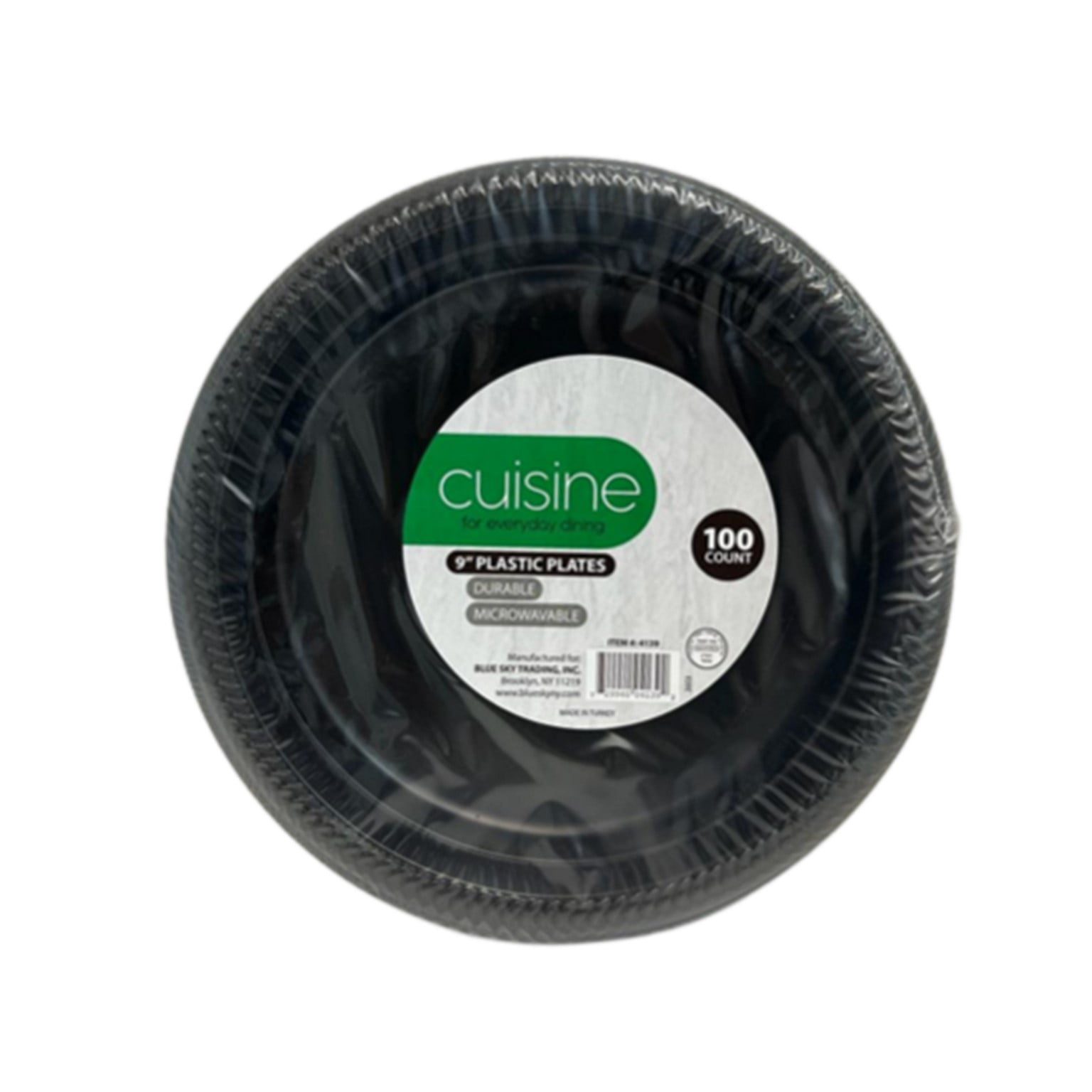 VeZee's Cuisine 9 Inches Disposable Black Plastic plates Good to use in Microwave, Best for home Parties, Restaurant, & Deli : 200 Count