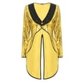 thumbnail image 3 of TiaoBug Woman's Magician Costume Tailcoat Tuxedo Jacket Sequins Long Sleeve Coat Circus Blazer Gold 3XL, 3 of 7