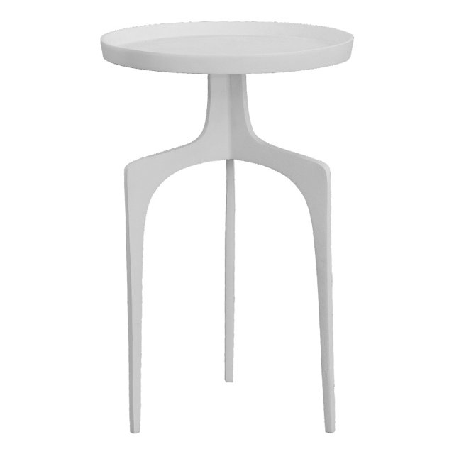 Uttermost Kenna 25" Round Coastal Aluminum Accent Table in Matte White