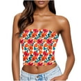 thumbnail image 2 of Zedker Women's Floral Tube Tops Ruffled Strapless Bandeau Sleeveless Loose Holiday Style Multicolor Plus XXL, 2 of 7