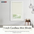 thumbnail image 3 of PowerSellerUSA 1" Slats Cordless Window Blinds, 64L x 52W Inches Solid Pattern Light Filtering Vinyl Indoor-Outside Ceiling Mount Mini Blind, Manual Cordless Rollup Window Privacy Blinds, Alabaster, 3 of 9