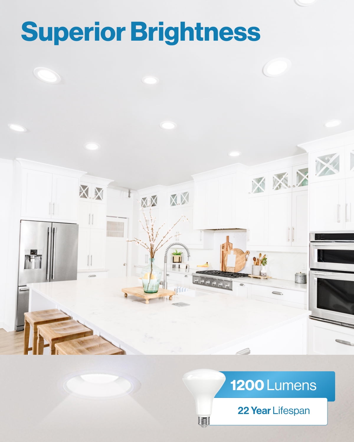 Sunco 12 Pack BR30 LED Bulbs, High Output 1200 Lumens, Indoor Flood Lights, 11W Equivalent 65W, 3000K Warm, E26 Base Interior Dimmable Recessed Can Light Bulbs